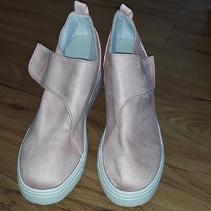 Pink Hightop Wedge Sneakers